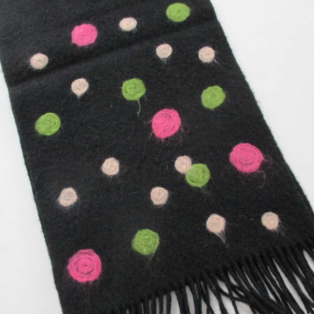 Needle Felted Wool Scarf Polka Dots Sandra Angelozzi - Picture 5 of 6